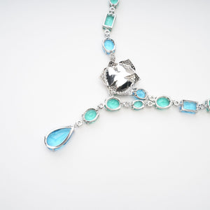 Luxury Crystal Necklace with Floral Centerpiece