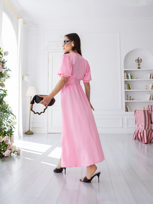 Chiara Button-Front Midi Dress – Pink