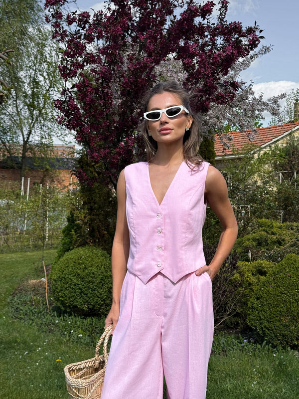 Blanche Waistcoat & Trouser Suit – Pink