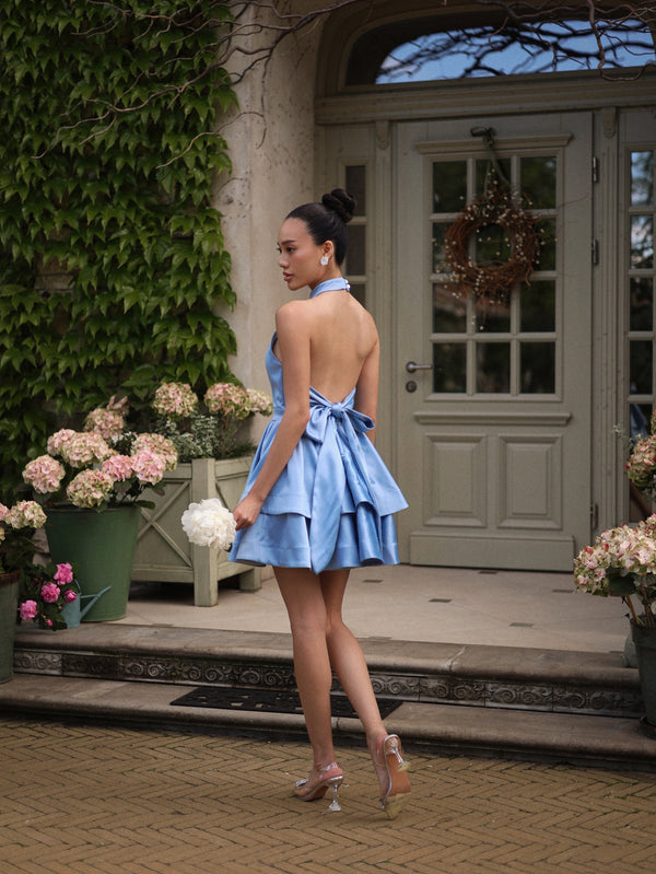 Celestine Tiered Halter Mini Dress