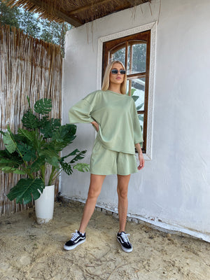 Isaline Oversized Tee & Shorts Set – Mint