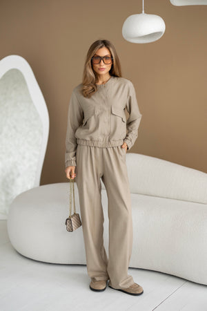 Solene Knit Lounge Set – Beige