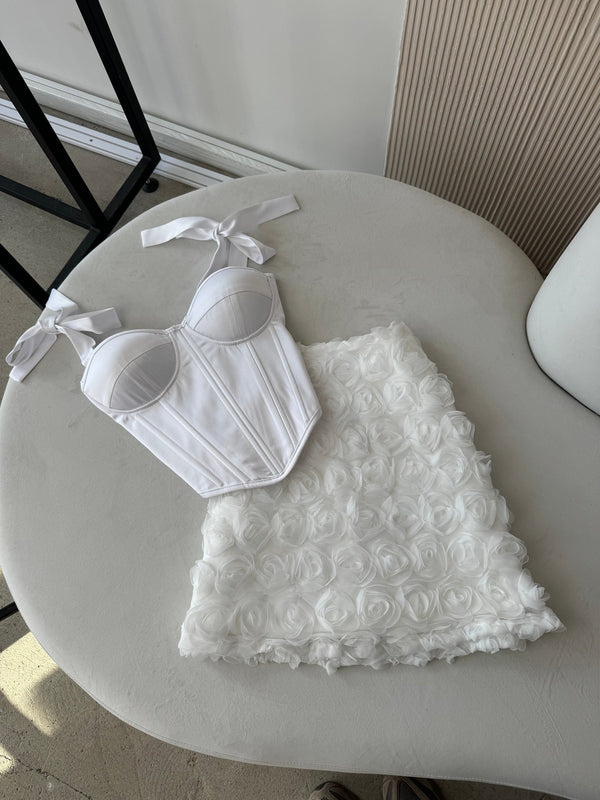 Émeraude Corset Top & Textured Skirt Set