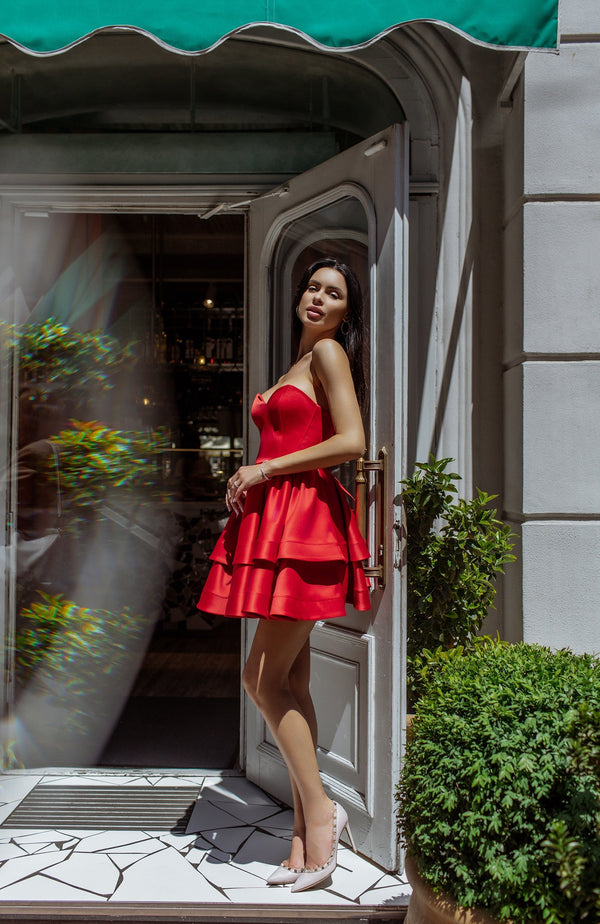 Valentine Strapless Tiered Mini Dress
